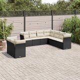 vidaXL 9-dijelni set vrtnih sofa s jastucima crni od poliratana | shoptok.hr