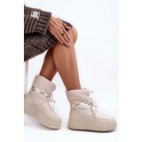 Boto Women's Snow Boots With Ornamental Lacing Light Beige Siracna | Shoptok.si