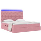  LED krevet za pohranu s madracem Ružičasta 200 x 200 cm Baršun | shoptok.hr