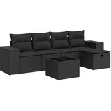 vidaXL 6-dijelni set vrtnih sofa s jastucima crni od poliratana | shoptok.hr