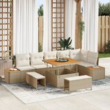 vidaXL Set vrtnih sofa s jastučićima bež Poli ratan Akacija | shoptok.hr