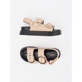 GOODIN Platform sandals in beige and white check | Shoptok.si