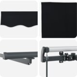 vidaXL Ročna Retraktibilna Tenda z LED Črna 300x250 cm, Nadomestna Tenda za Okvir 3x2.5 m Črna | Shoptok.si