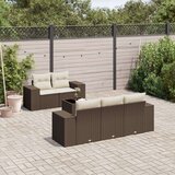 vidaXL 6-dijelni set vrtnih sofa od poliratana s jastucima smeđi | shoptok.hr