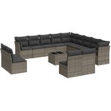  14-dijelni set vrtnih sofa od poliratana s jastucima sivi | shoptok.hr