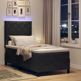  LED Box Spring Krevet s uzglavljem Crna 90 x 200 cm Baršun | shoptok.hr