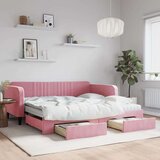 vidaXL Dnevni krevet na razvlačenje ružičasti 100 x 200 cm baršunasti | shoptok.hr