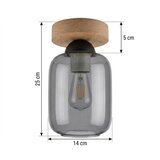 Brilagi LED Stropna svetiljka R GLASS 1xE27/60W/230V prečnik 14 cm hrast/dim siva | Eponuda.com