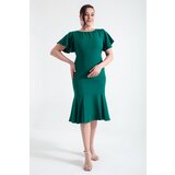 Lafaba Women's Emerald Green Plus Size Flounce Dress cene