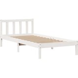 vidaXL Knjižna postelja brez vzmetnice bela 90x190 cm trdna borovina | Shoptok.si