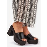 Boto Women's Eco Leather Slide Sandals With Heel And Platform Black Tamirella | shoptok.hr