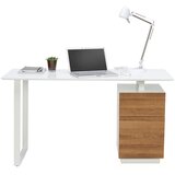 Hom`in pisalna miza leseni material bela, barve hrasta | Shoptok.si