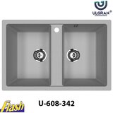  granitna sudopera usadna kvadratna dupla - ulgran - U-608 - (5 boja) 342 - grafit | Eponuda.com