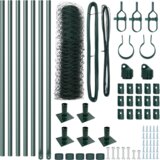 vidaXL heksagonalna ograja Zelena 0.6x10 m Jeklo, ograjski stebri z osnovnimi ploščami 7 kos Ø32mm 70cm pocinkano jeklo | Shoptok.si