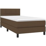  Box spring postelja z vzmetnico LED temno rjava 90x200 cm blago, (20725559) | Shoptok.si