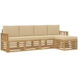  Set vanjskih sofa 5 pcs Bijela i bež 249 x 122,5 x 73 cm | Shoptok.si