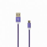 S Box Kabel USB A-B mikro 1,5m bombažna zaščita, vijola USB-10315U Cene