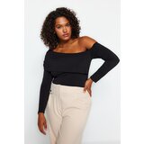 Trendyol Curve Black Sandy Knitted Blouse With Asymmetrical Collar Cene