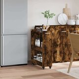 vidaXL Omarica s kolesi dimljeni hrast 60x22x79 cm inženirski les | Shoptok.si