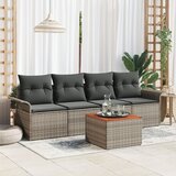 vidaXL 5-delni vrtni sofa set s blazinami siva poli ratan akacija Cene