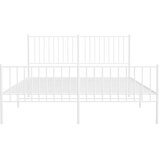 vidaXL Kovinski posteljni okvir z vzglavjem in vznožjem bel 160x200 cm | Shoptok.si
