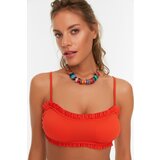 Trendyol Red Textured Ruffle Detailed Bikini Top | shoptok.hr