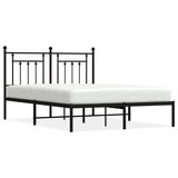 The Living Store Kovinski posteljni okvir z vzglavjem črn 140x190 cm - Posteljni Okvir, (21527663) | Shoptok.si