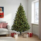  Umjetno božićno drvce s nogom 180 cm 300 LED lampica - Zelena 180 cm s LED svjetlima | shoptok.hr