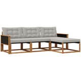  Set vanjskih sofa s jastukom 4 pcs Prirodna i svjetlosiva | shoptok.hr