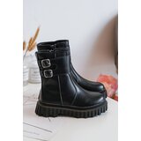 Boto Children's Leather Boots with Buckles Black Chloraia | Shoptok.si
