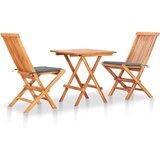 vidaXL 3-dijelni bistro set sa sivim jastucima od masivne tikovine Cijene