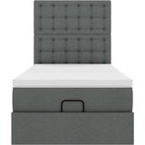 vidaXL Otomanski posteljni okvir z vzmetnico siv 100x200 cm blago | Shoptok.si