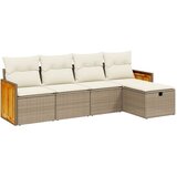  5-dijelni vrtni set sofa s jastucima bež od poliratana 59 x 62 x 69 cm | shoptok.hr