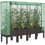 vidaXL Visoka greda s prevleko za rastlinjak videz ratana 160x40x140cm | Shoptok.si