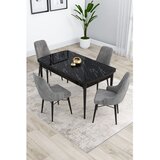 Hanah home trpezarijski set Kar, sto na razvlačenje i 4 stolice, ploča u dekoru crnog mermera, siva tkanina Babyface | Eponuda.com