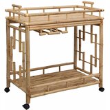  Vinska kolica s kotačima Prirodna 85 x 50 x 93 cm Bambus | shoptok.hr