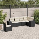 Maison Chic Seti vrtnega pohištva - Vrtna garnitura - Vrtni pohištvo set 6-delna z blazinami črna poli ratan, (21807067) | Shoptok.si