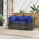 Maison Chic Vrtni kotni kavč - Zunanji kavči z blazinami 2 kosa siv poli ratan, (22040641) | Shoptok.si
