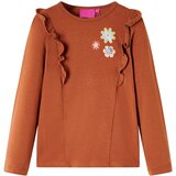 vidaXL Otroška majica z dolgimi rokavi konjak 116 | Shoptok.si
