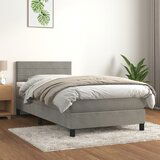 Maison Chic Box spring postelja - Vzmetna postelja z vzmetnico svetlo siva 100x200 cm žamet SL19569, (21892477) | Shoptok.si