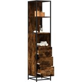 vidaXL Kopalniška omarica dimljen hrast 35x37,5x166 cm inženirski les | Shoptok.si