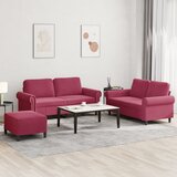  3-dijelni set sofa s jastucima crvena boja vina baršunasti | shoptok.hr