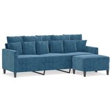 vidaXL Trosjed s tabureom plavi 180 cm baršunasti Cijene