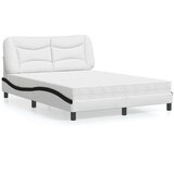 vidaXL Postelja z vzmetnico bela in črna 140x190 cm umetno usnje | Shoptok.si