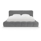 Micadoni Tamno sivi tapecirani bračni krevet s prostorom za odlaganje s podnicom 200x200 cm Solange – | shoptok.hr
