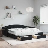 vidaXL Dnevni krevet na razvlačenje s ladicama crni 100x200 cm baršun | shoptok.hr