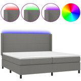 vidaXL Box spring postelja z vzmetnico LED temno siva 200x200 cm blago, (20761304) Cene