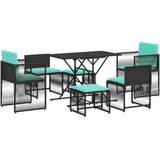  Vrtni blagovaonski set od 7 dijelova s jastucima crni poliratan - Crna 1 | shoptok.hr