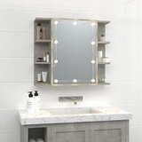 Ormarić s ogledalom i LED svjetlima boja betona 70x16,5x60 cm | shoptok.hr