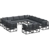 vidaXL Vrtna sedežna garnitura z blazino 13 pcs Črna Aluminij - - črna - 136.75 - 353 x 353 x 71 cm - 2025- | Shoptok.si